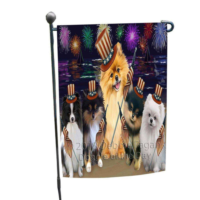 4th of July Independence Day Firework Pomeranians Dog Garden Flag GFLG48875