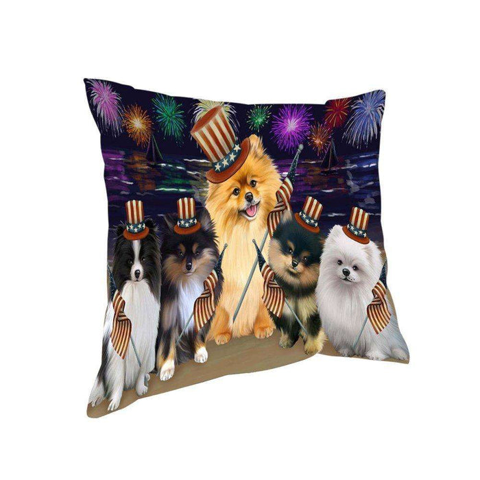 4th of July Independence Day Firework Pomeranians Dog Pillow PIL51720
