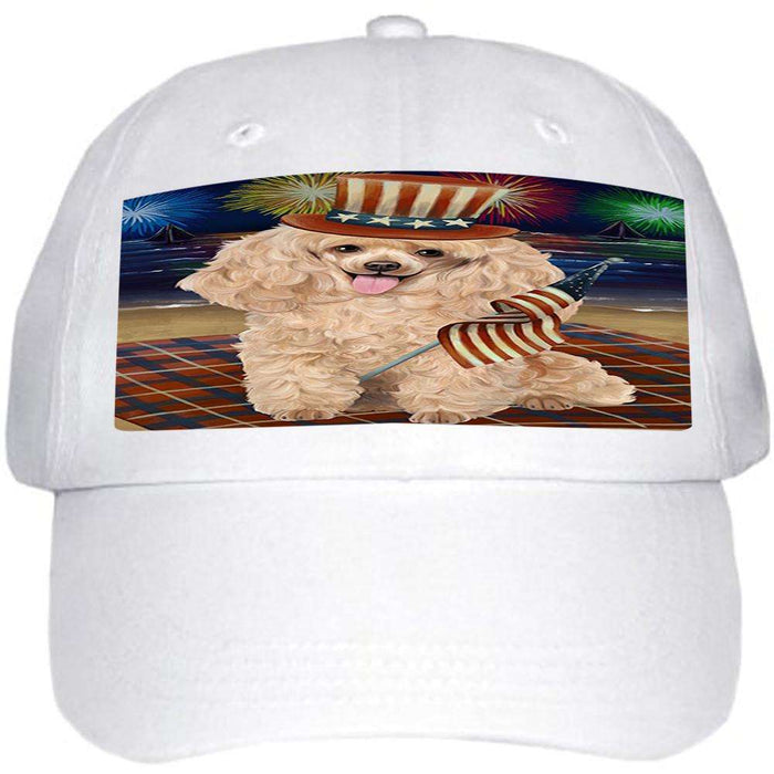 4th of July Independence Day Firework Poodle Dog Ball Hat Cap HAT50658