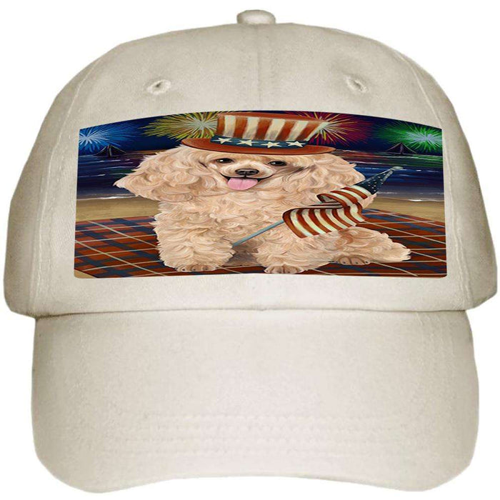 4th of July Independence Day Firework Poodle Dog Ball Hat Cap HAT50658