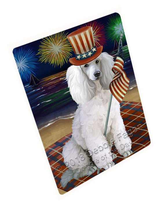 4th of July Independence Day Firework Poodle Dog Blanket BLNKT56343 (37x57 Sherpa)