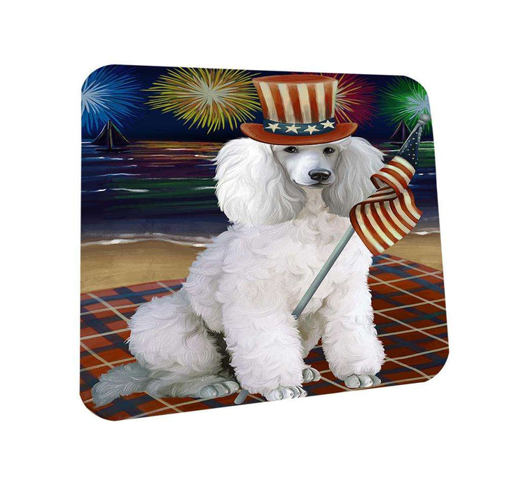 4th of July Independence Day Firework Poodle Dog Coasters Set of 4 CST48930