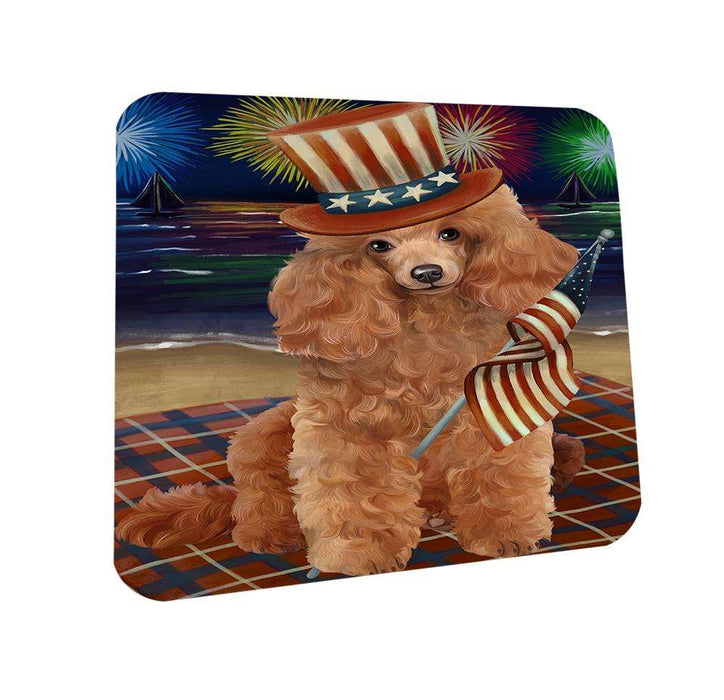 4th of July Independence Day Firework Poodle Dog Coasters Set of 4 CST48932
