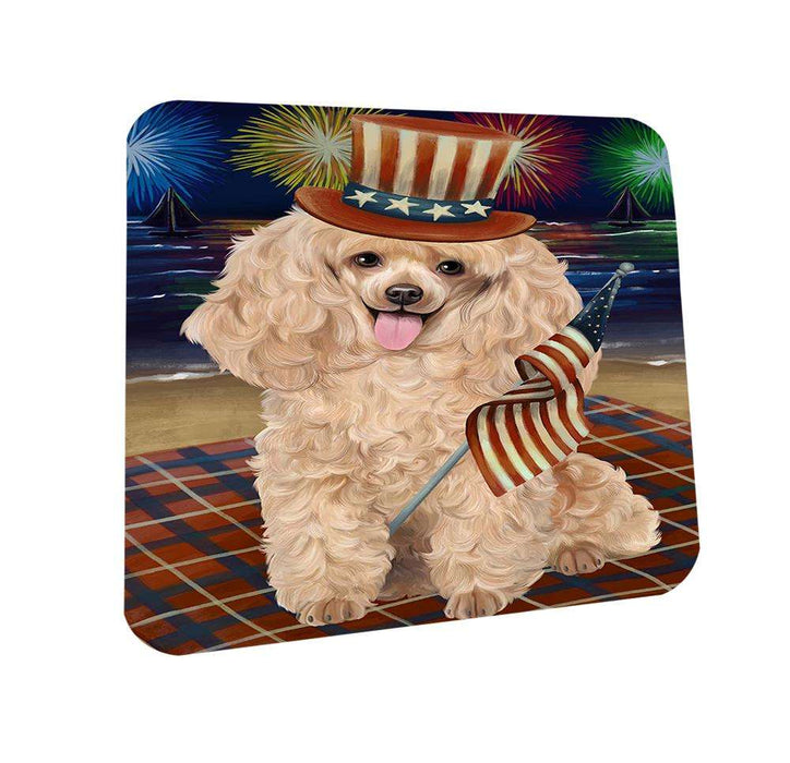4th of July Independence Day Firework Poodle Dog Coasters Set of 4 CST48934