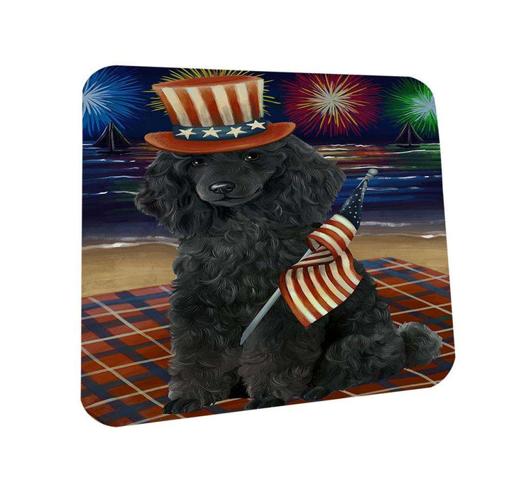 4th of July Independence Day Firework Poodle Dog Coasters Set of 4 CST48935