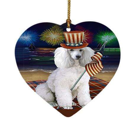 4th of July Independence Day Firework Poodle Dog Heart Christmas Ornament HPOR48971