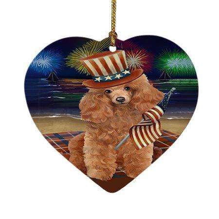 4th of July Independence Day Firework Poodle Dog Heart Christmas Ornament HPOR48973