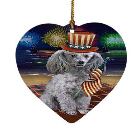 4th of July Independence Day Firework Poodle Dog Heart Christmas Ornament HPOR48974