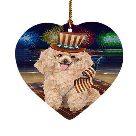 4th of July Independence Day Firework Poodle Dog Heart Christmas Ornament HPOR48975
