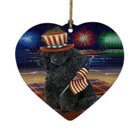 4th of July Independence Day Firework Poodle Dog Heart Christmas Ornament HPOR48976