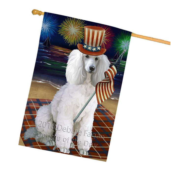 4th of July Independence Day Firework Poodle Dog House Flag FLG48936