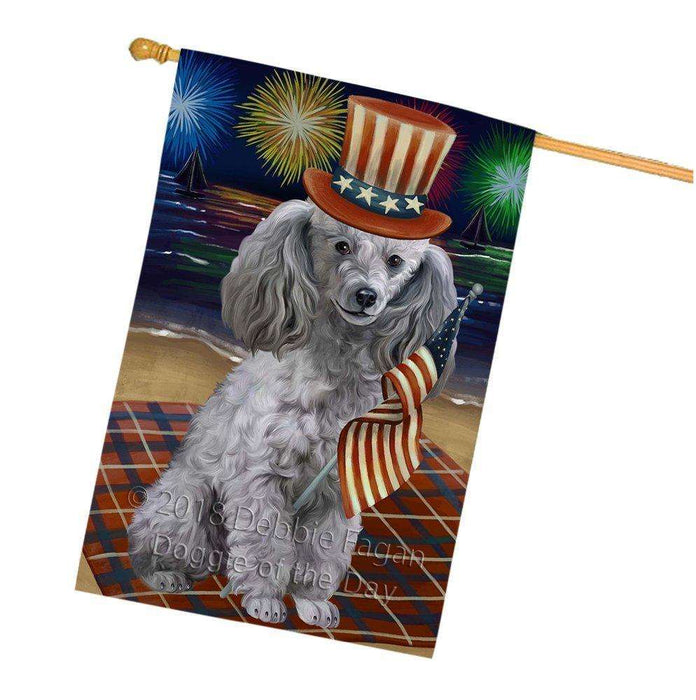 4th of July Independence Day Firework Poodle Dog House Flag FLG48939