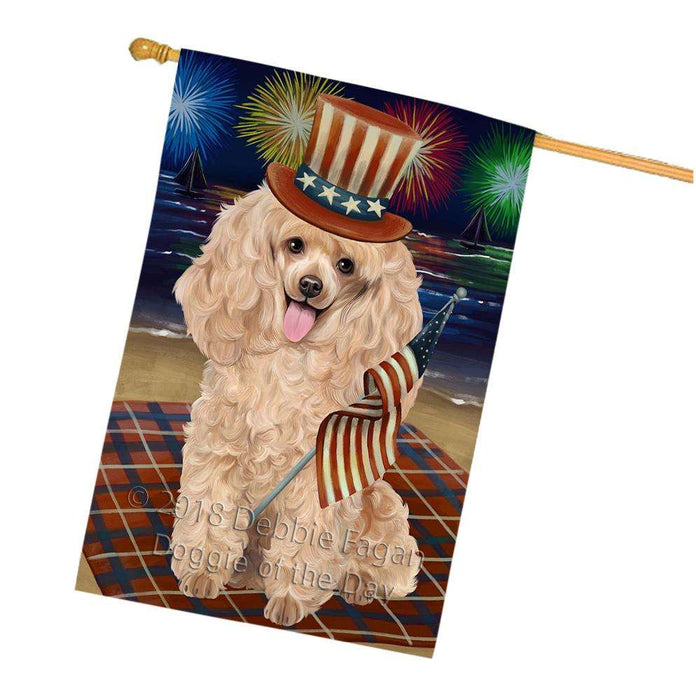 4th of July Independence Day Firework Poodle Dog House Flag FLG48940