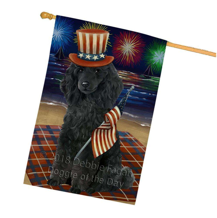 4th of July Independence Day Firework Poodle Dog House Flag FLG48941