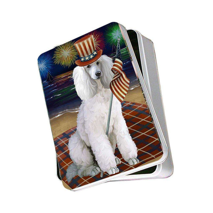 4th of July Independence Day Firework Poodle Dog Photo Storage Tin PITN48971