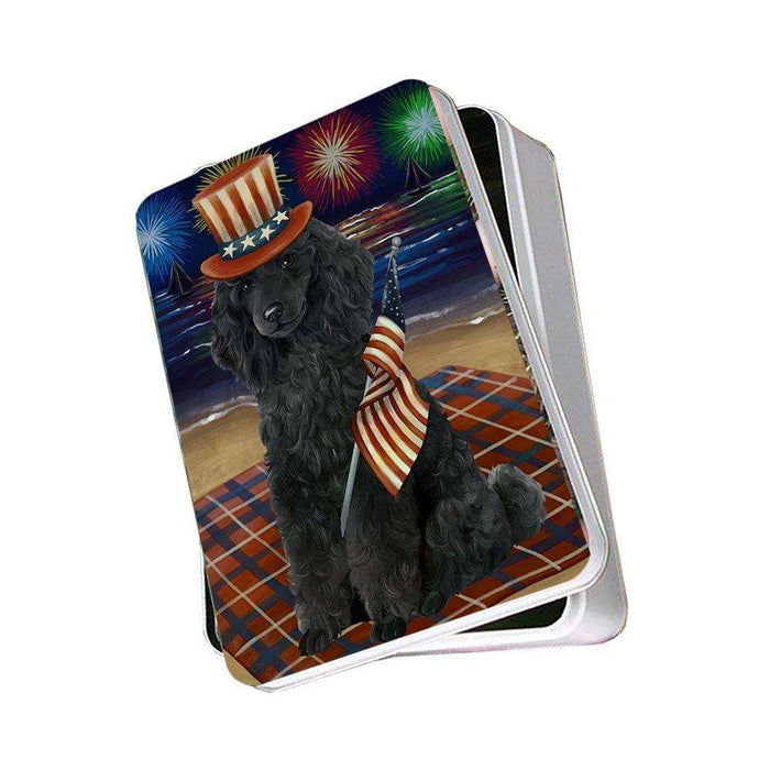 4th of July Independence Day Firework Poodle Dog Photo Storage Tin PITN48976