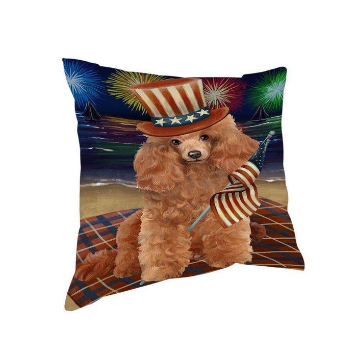 4th of July Independence Day Firework Poodle Dog Pillow PIL51748