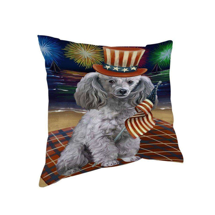 4th of July Independence Day Firework Poodle Dog Pillow PIL51752