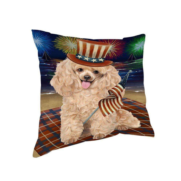 4th of July Independence Day Firework Poodle Dog Pillow PIL51756