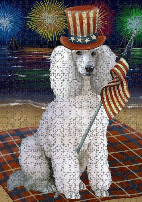 4th of July Independence Day Firework Poodle Dog Puzzle with Photo Tin PUZL51096