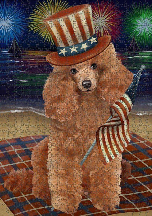 4th of July Independence Day Firework Poodle Dog Puzzle with Photo Tin PUZL51102