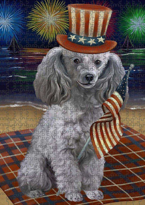 4th of July Independence Day Firework Poodle Dog Puzzle with Photo Tin PUZL51105