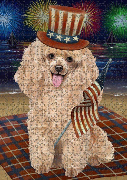 4th of July Independence Day Firework Poodle Dog Puzzle with Photo Tin PUZL51108