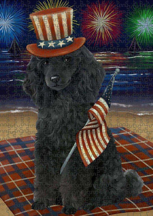 4th of July Independence Day Firework Poodle Dog Puzzle with Photo Tin PUZL51111