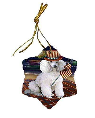 4th of July Independence Day Firework Poodle Dog Star Porcelain Ornament SPOR48963