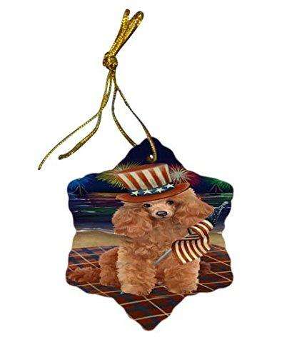 4th of July Independence Day Firework Poodle Dog Star Porcelain Ornament SPOR48965