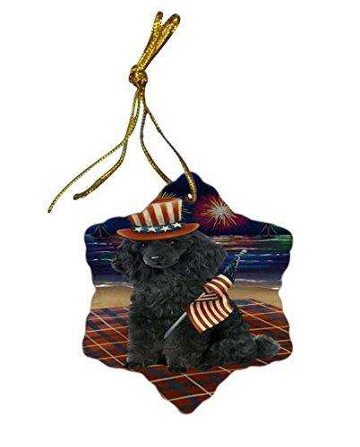 4th of July Independence Day Firework Poodle Dog Star Porcelain Ornament SPOR48968