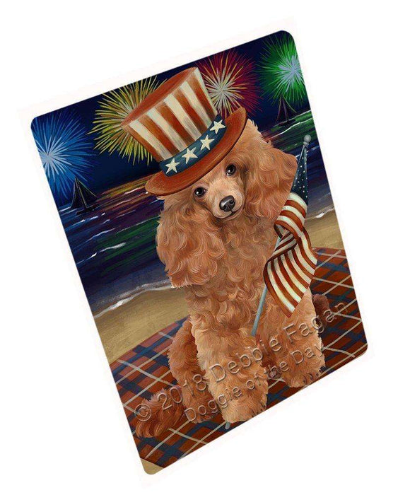 4th of July Independence Day Firework Poodle Dog Tempered Cutting Board C50787