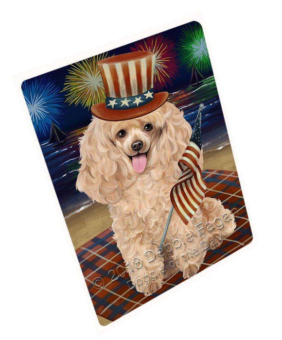 4th of July Independence Day Firework Poodle Dog Tempered Cutting Board C50793