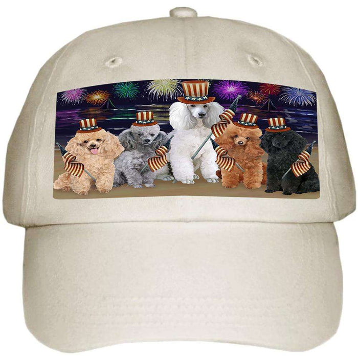 4th of July Independence Day Firework Poodles Dog Ball Hat Cap HAT50649