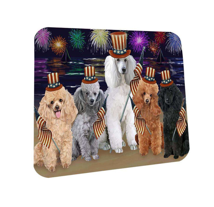4th of July Independence Day Firework Poodles Dog Coasters Set of 4 CST48931