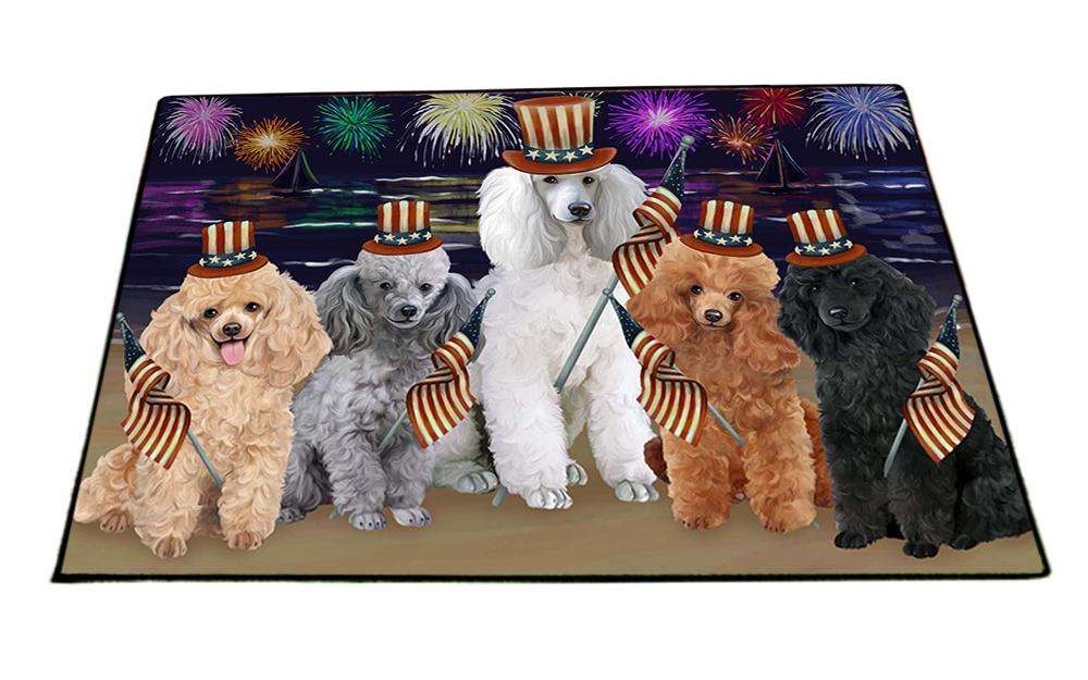 4th of July Independence Day Firework Poodles Dog Floormat FLMS49452