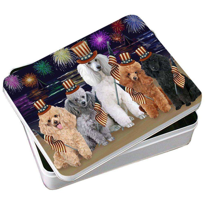 4th of July Independence Day Firework Poodles Dog Photo Storage Tin PITN48972