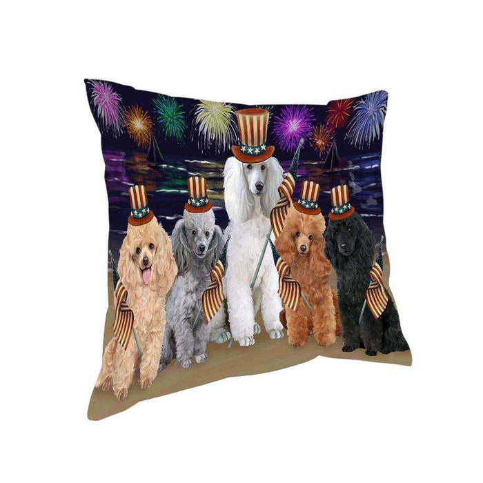 4th of July Independence Day Firework Poodles Dog Pillow PIL51744