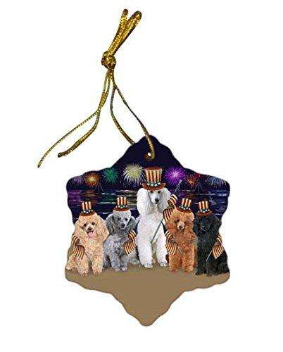 4th of July Independence Day Firework Poodles Dog Star Porcelain Ornament SPOR48964