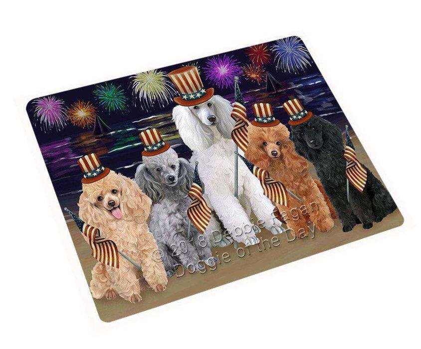 4th of July Independence Day Firework Poodles Dog Tempered Cutting Board C50784