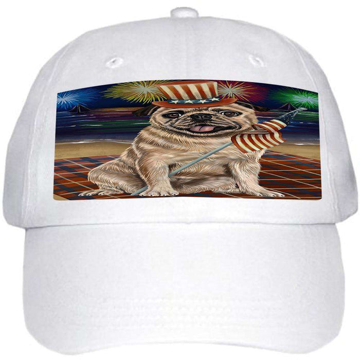 4th of July Independence Day Firework Pug Dog Ball Hat Cap HAT52566