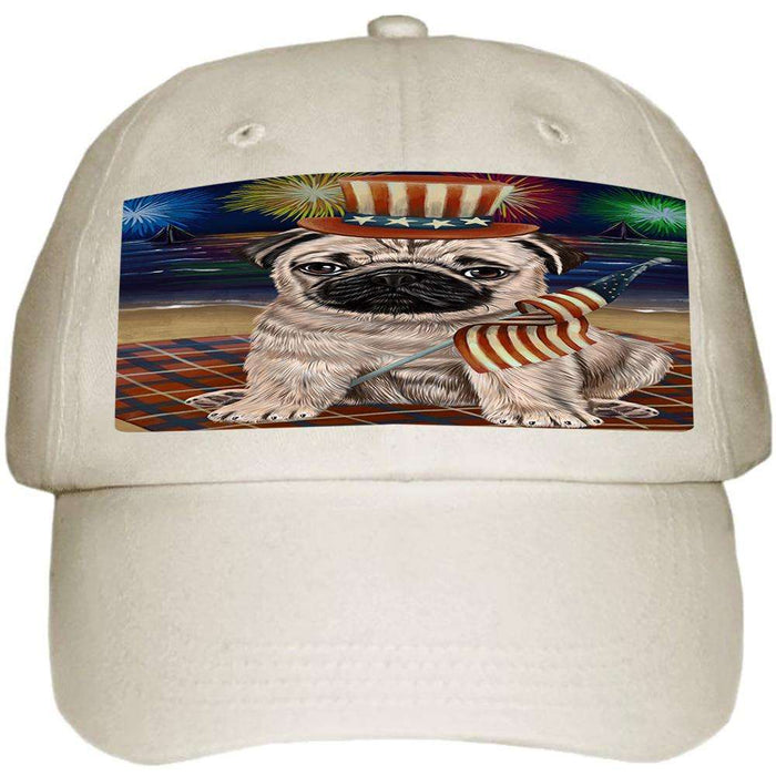 4th of July Independence Day Firework Pug Dog Ball Hat Cap HAT52572