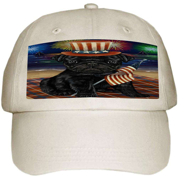 4th of July Independence Day Firework Pug Dog Ball Hat Cap HAT52575