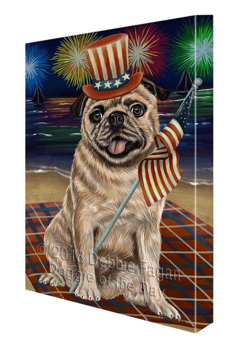 4th of July Independence Day Firework Pug Dog Canvas Wall Art CVS62242