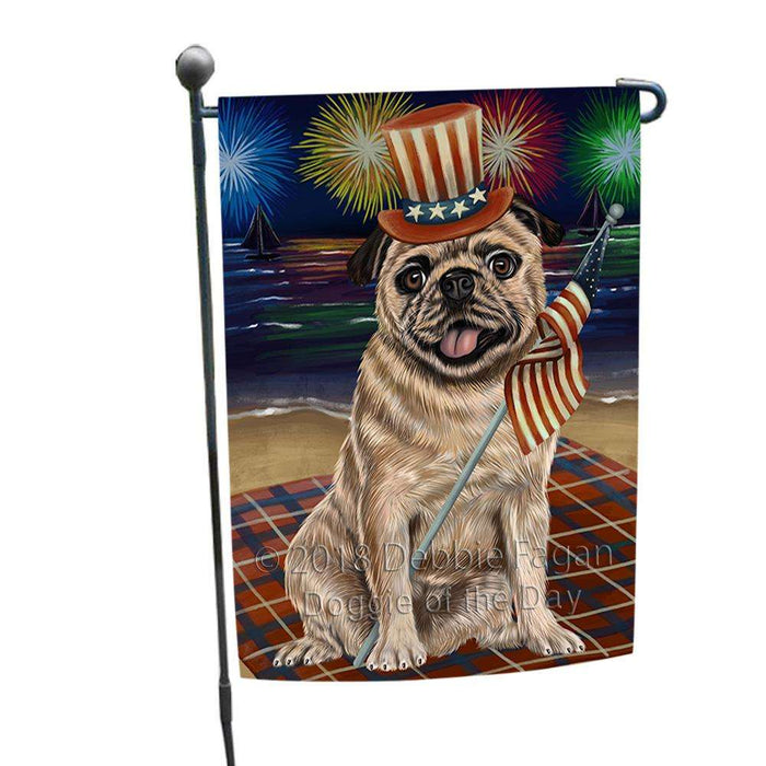 4th of July Independence Day Firework Pug Dog Garden Flag GFLG49440