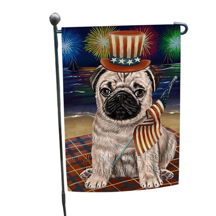 4th of July Independence Day Firework Pug Dog Garden Flag GFLG49442