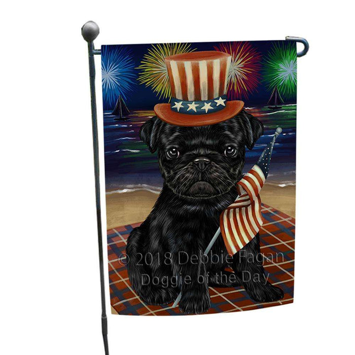 4th of July Independence Day Firework Pug Dog Garden Flag GFLG49443