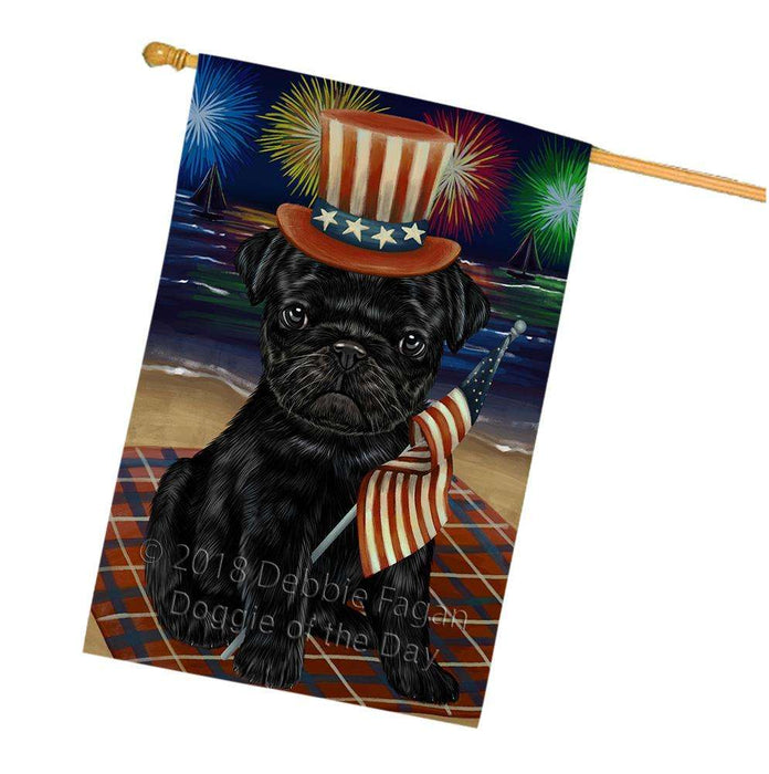 4th of July Independence Day Firework Pug Dog House Flag FLG49579