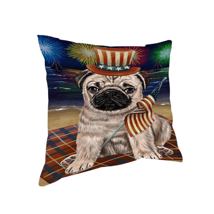 4th of July Independence Day Firework Pug Dog Pillow PIL54308