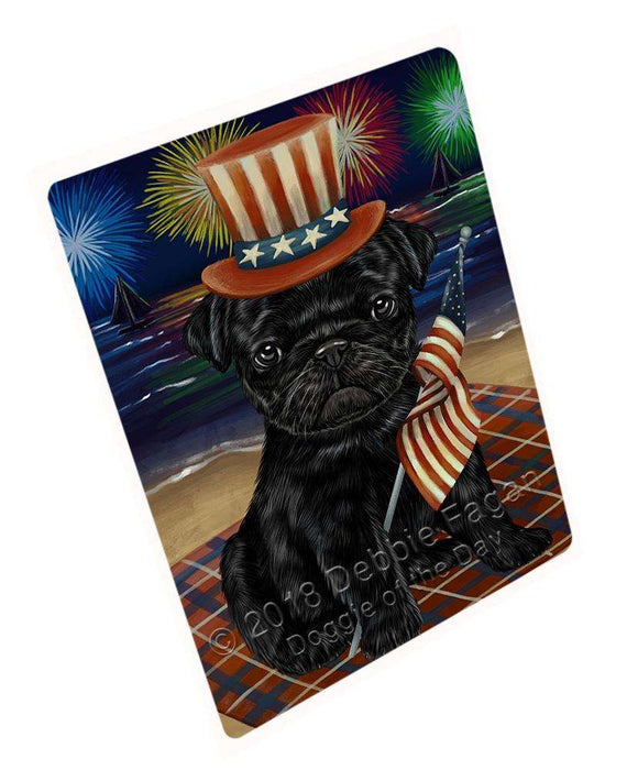 4th of July Independence Day Firework Pug Dog Tempered Cutting Board C52707